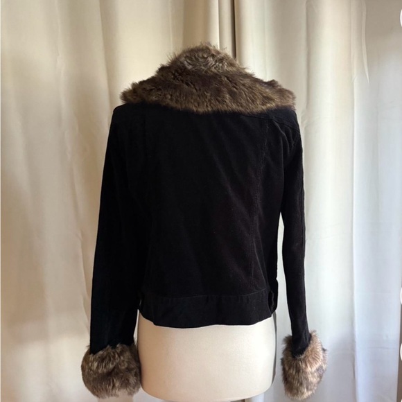 Black cuordory jacket with faux fur trim - Picture 5 of 7